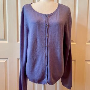 Women's Purple Silk Blend Cardigan Sweater Size XL